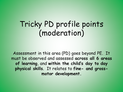 EYFS Profile PD tricky scale points