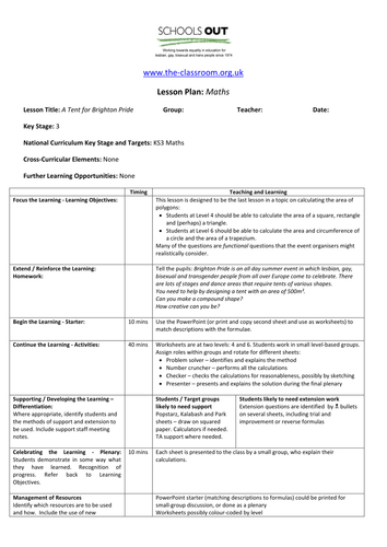 Area of polygons functional maths lesson plan