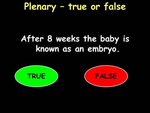 Reproduction true or false quiz