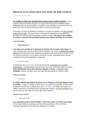 La moda - consejos para las bajitas