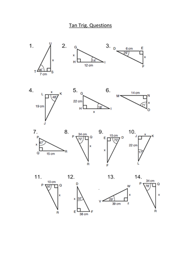 Tan Trigonometry Questions | Teaching Resources