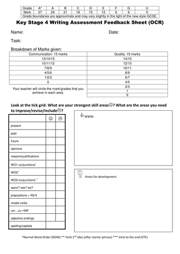 Writing Feedback for OCR GCSE