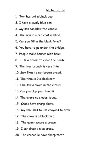 r worksheet blends for by Blends learners Consonant Initial ESOL bina1