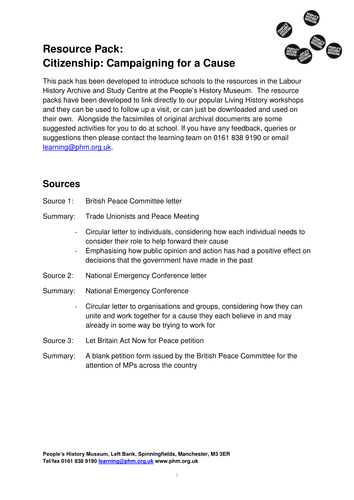 Resource Pack:Citizenship -Campaigning for a Cause