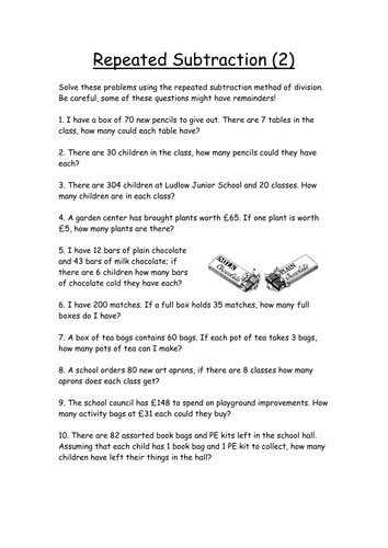 math for 1 subtraction grade worksheet Resources Repeated Subtraction ticklepea   Teaching by