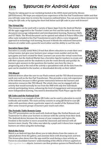 Resources for Android Apps