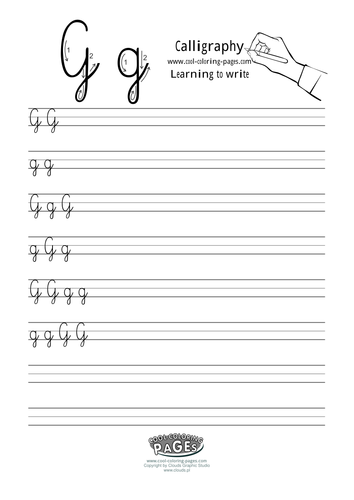 Calligraphy for Kids: Letter G | Teaching Resources