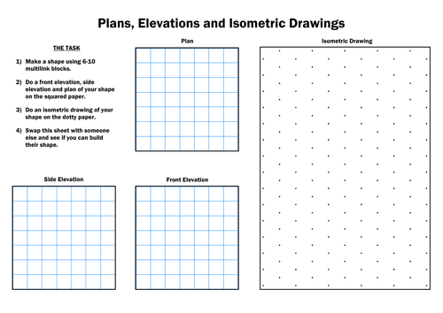 KS3 Maths Isometric and Elevations Worksheet | Teaching Resources