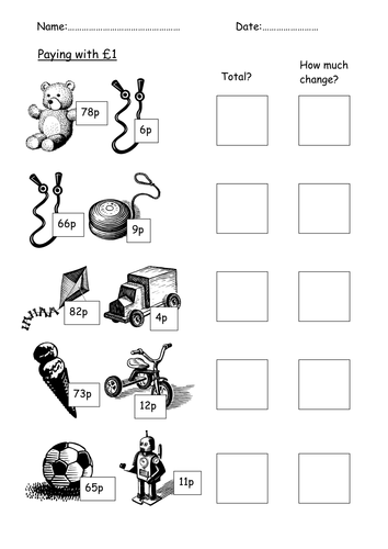 Money Worksheets - Change