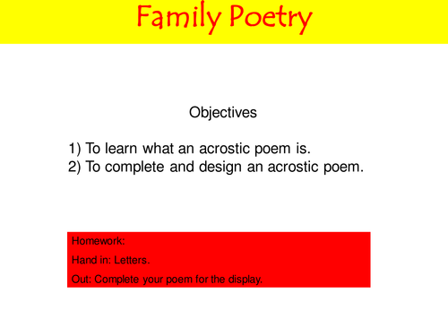 Family Poetry Full Lesson PP - Lesson 1