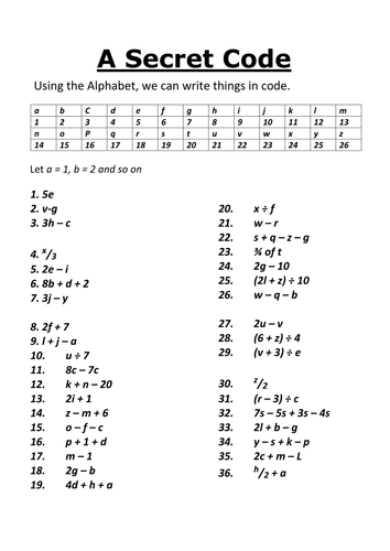 A Secret Code using Algebra