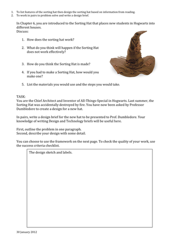 Design Brief for Harry Potter: Sorting Hat