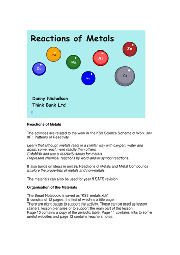 Ks3 Metals smartboard file