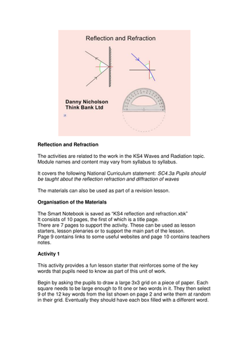 Reflection and Refraction Smartboard file