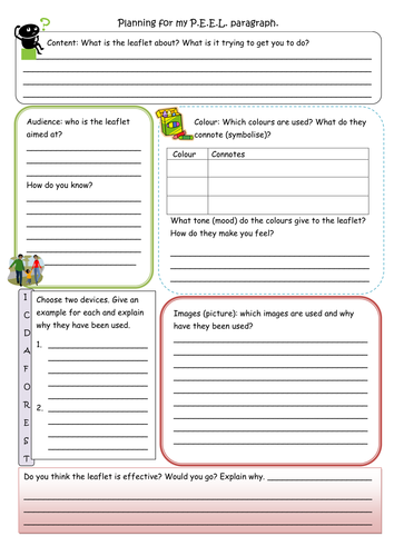 PEEL Planning Sheet (Persuasive/ Non-fiction KS3)