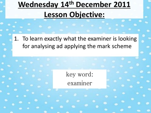 AQA New Spec - What the Examiner Wants