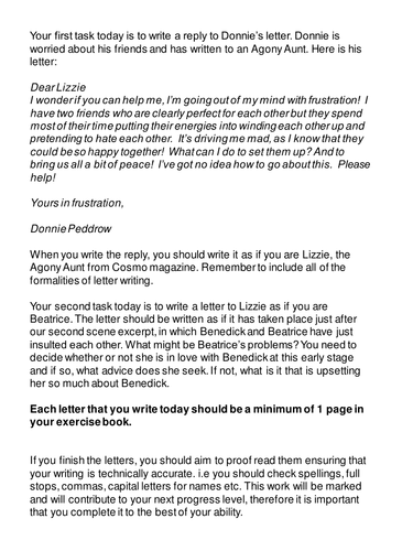 Much Ado: Creative Writing in Character