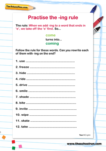 Practise the -ing rule | Teaching Resources