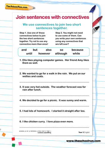 Join sentences with connectives by TheSchoolRun | Teaching ...