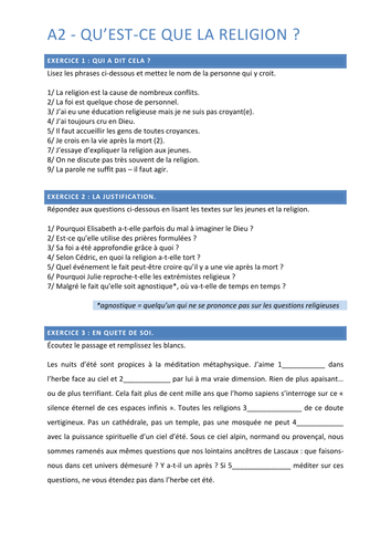 A2 En quete de soi / La religion