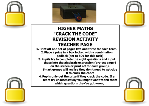 Higher Maths: Active Lesson Ideas