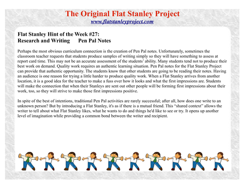 Flat Stanley penpal notes
