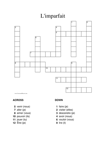 Imperfect tense crossword