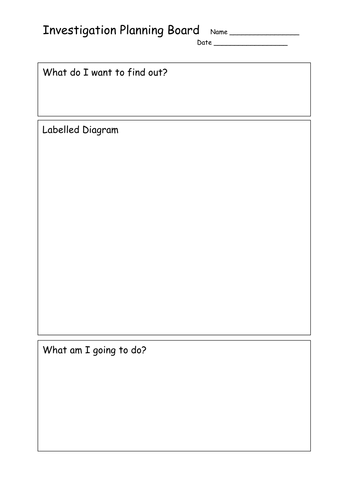 basic investigation planning sheet A4 double sided