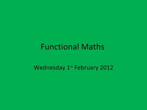 Funtional maths activity