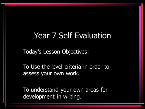 English Self Evaluation lesson To Log Progress