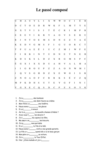 Past participles wordsearch