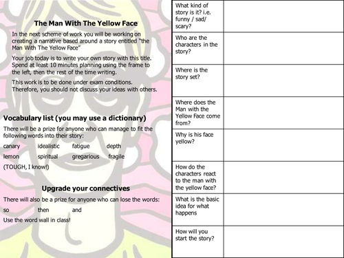 Man With The Yellow Face - Analysis Sheet