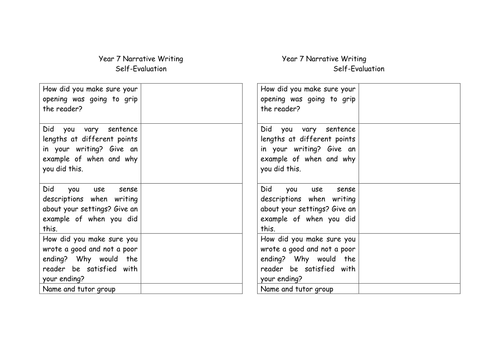 Self Evaluation Of Own Narritive Piece