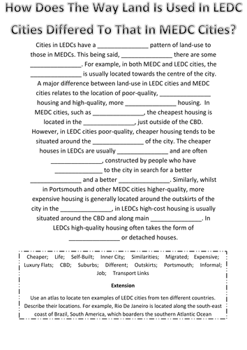 Land Use Differences In LEDCs And MEDCs