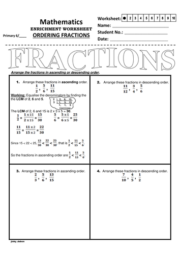 Ordering Fractions using the LCM method