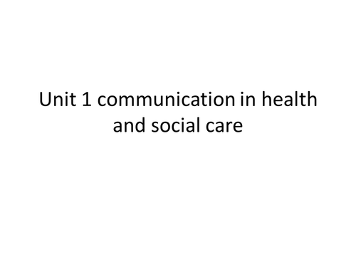 Communication in health and social care