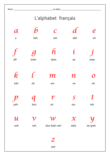 pre alphabet k worksheets L'alphabet français labellaroma Teaching  Resources by