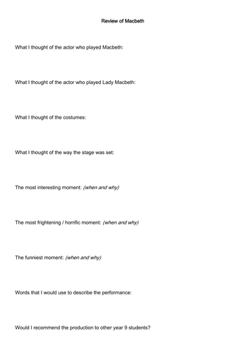 Macbeth - Wacth and Review