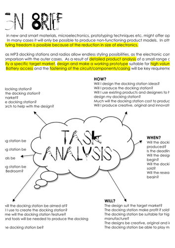 Exemplar Design Brief & Task Analysis