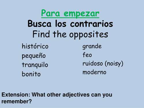 Introduction of vocabulary Mi ciudad