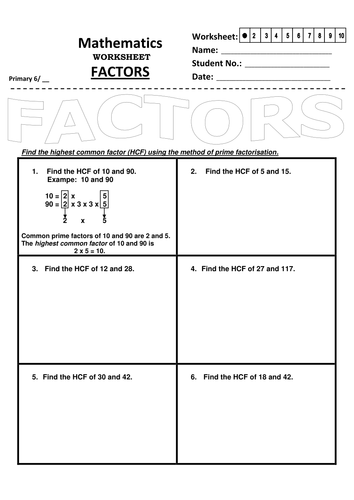 KS2 Finding the Highest Common Factor