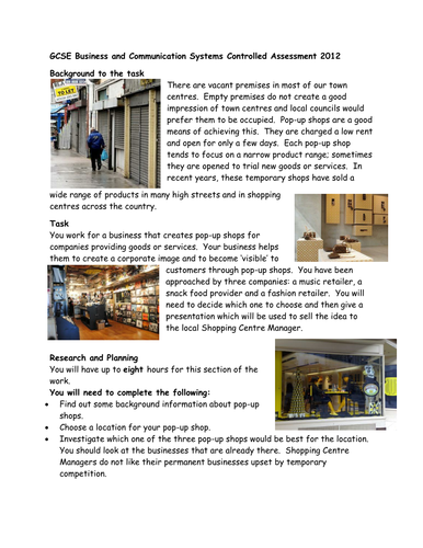 2012 GCSE BCS Controlled Assessment