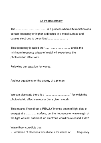 Photoelectricity notes for As Level Physics
