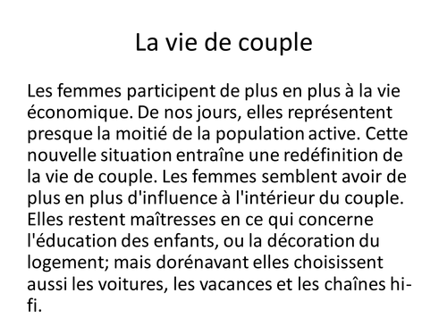 Le role des femmes a la maison