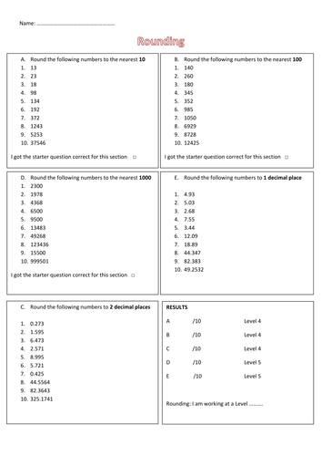 Rounding Worksheet by gem_marie - Teaching Resources - Tes