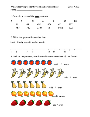 odds and evens starter activity