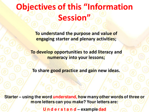 Whole School Training PP on Plenaries and Starters