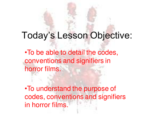 Horror genre - Writing Horror stories Lesson 1 PP