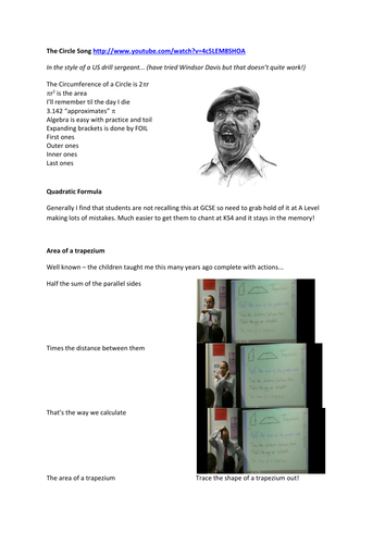 GCSE Maths Circle Song and ideas for revision