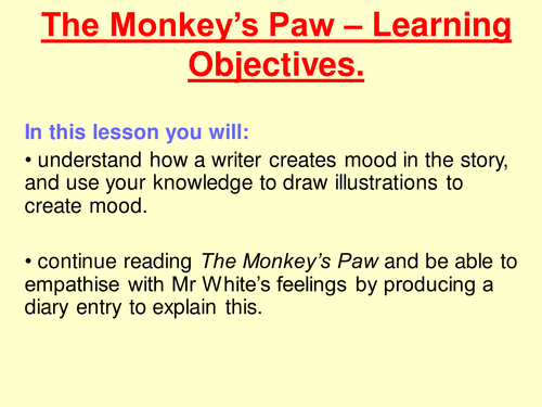 The Monkey's Paw - Full lesson PP Lesson 4 | Teaching Resources